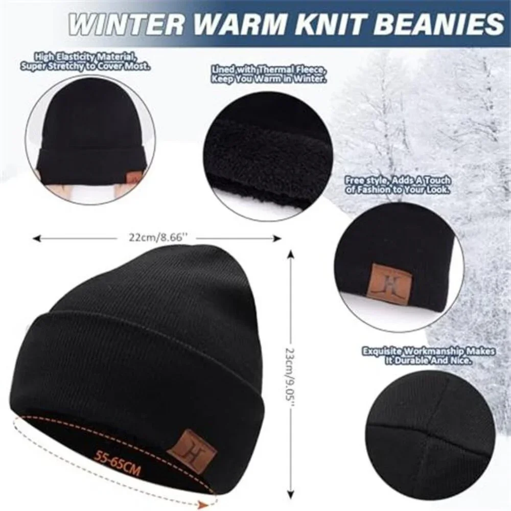 Winter Beanie Scarf Gloves Set Men Women Touchscreen Knit Fleece Lined Warm